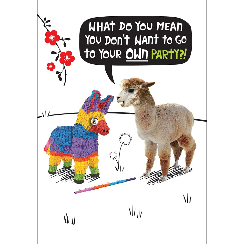 Crackerjack Llama and Piñata Birthday Card