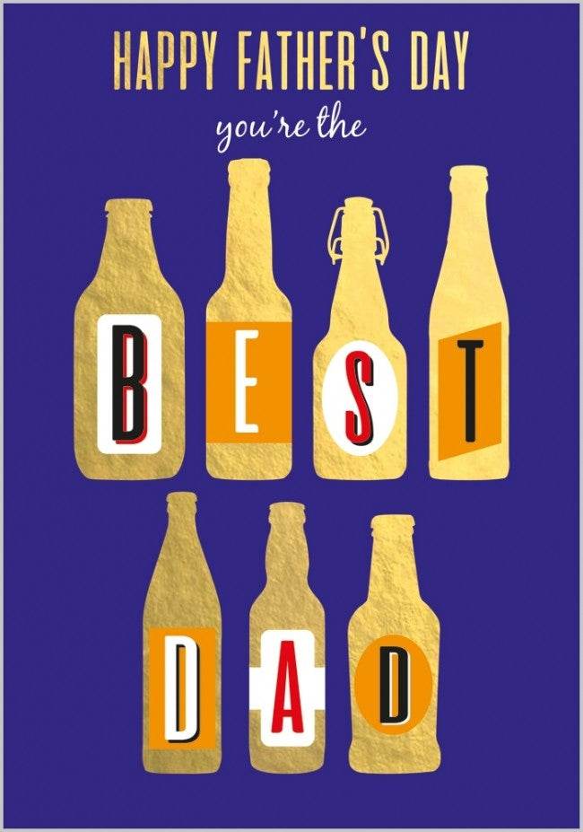 Gold Beer Bottles Fathers Day Card - House of Cards