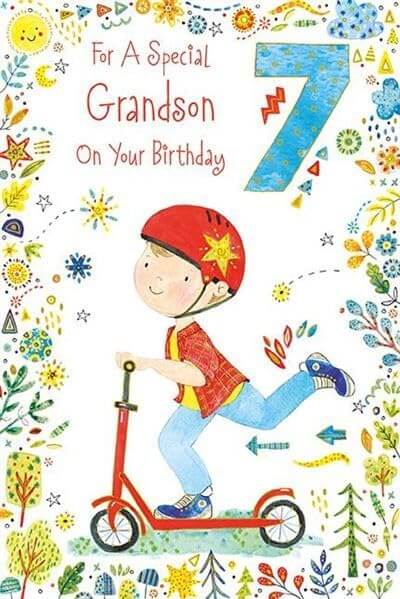 Grandson 7th Birthday Card
