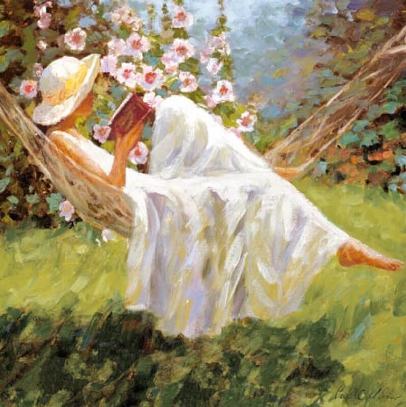 Lady Reading in Hammock Birthday Card