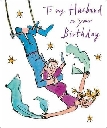 Quentin Blake Husband Trapeze Birthday Card - House of Cards