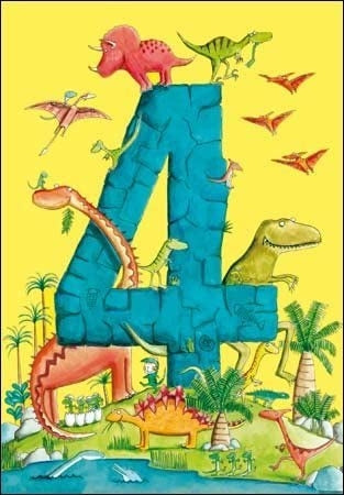 Dinosaurs 4th Birthday Card