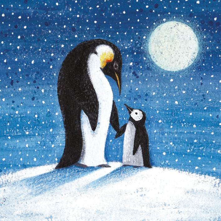 8 Moonlit Penguins Christmas Cards - House of Cards
