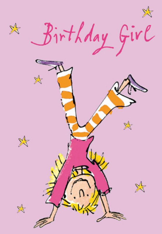 Quentin Blake Handstand Girl Birthday Card