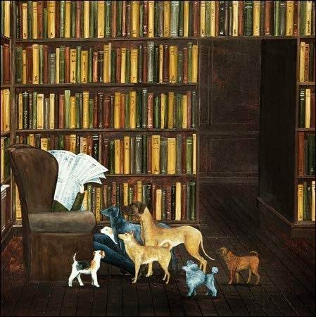 Dogs in the Library Birthday Card - House of Cards