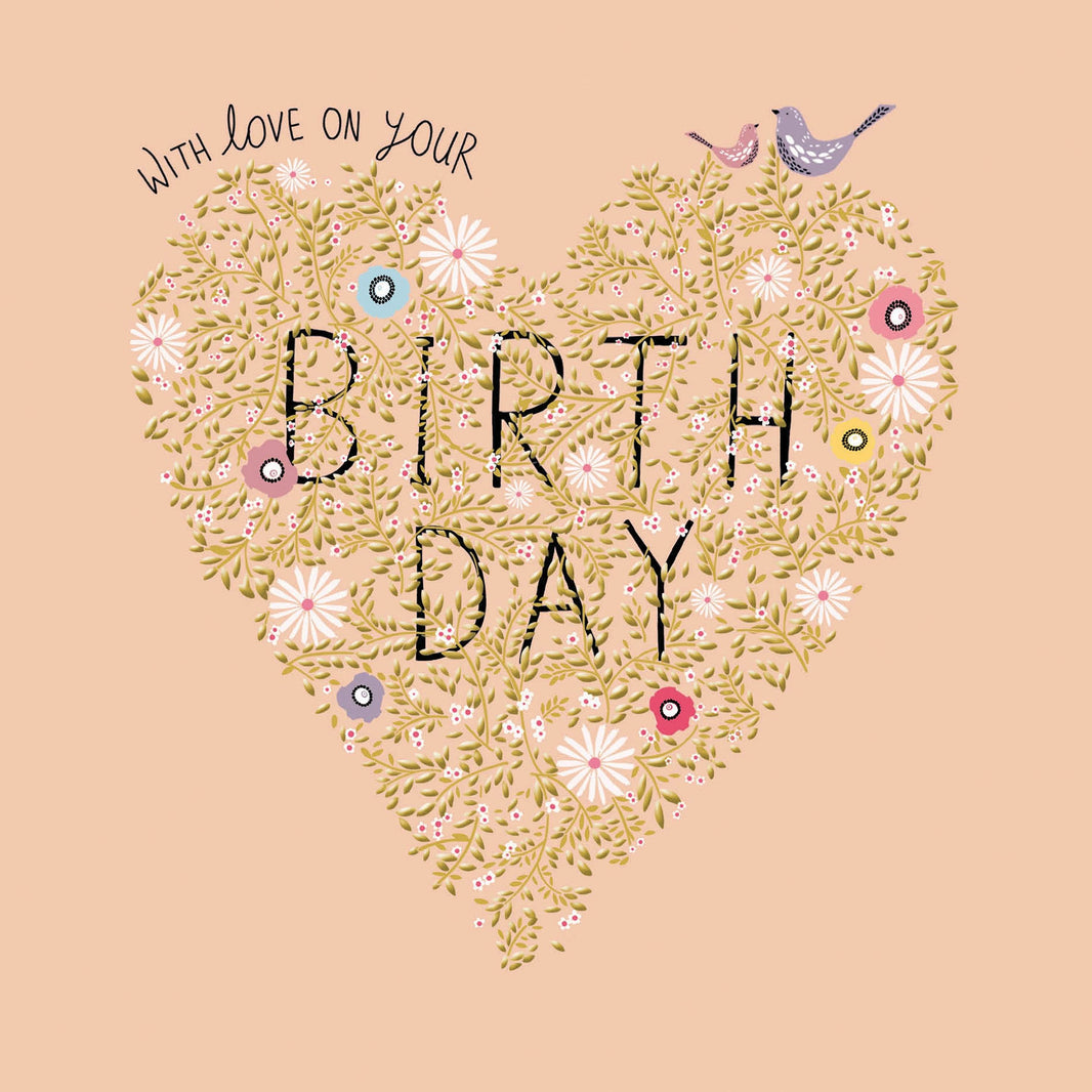 Peach and Prosecco Heart Birthday Card - House of Cards