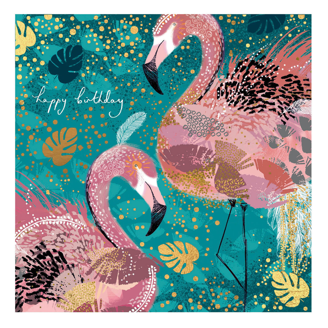 SparkFlamingos Stylish Happy Birthday Card - Opium Greeting Cards