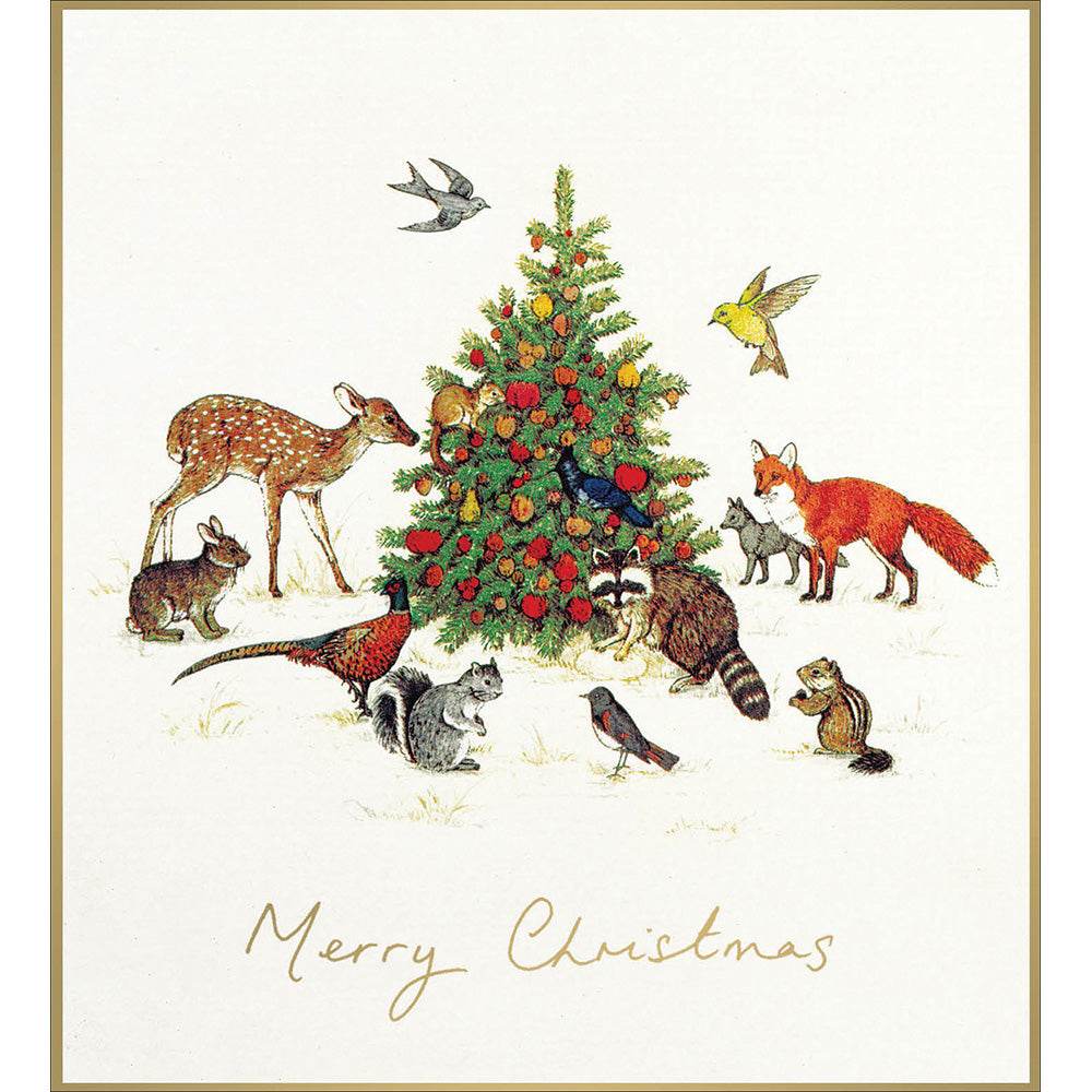 Box of 8 Animals Around The Tree Christmas Cards - House of Cards