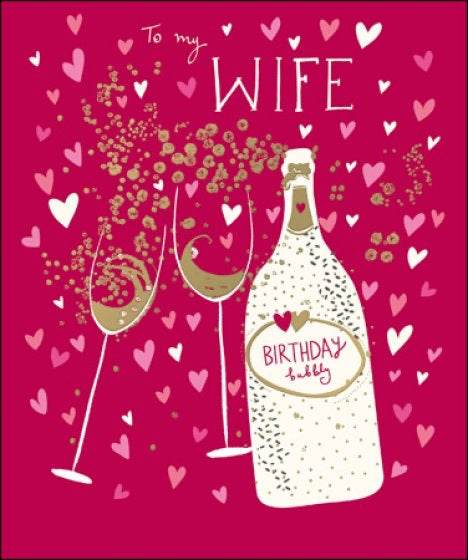 Peach & Prosecco Wife Bubbly Birthday Card - House of Cards