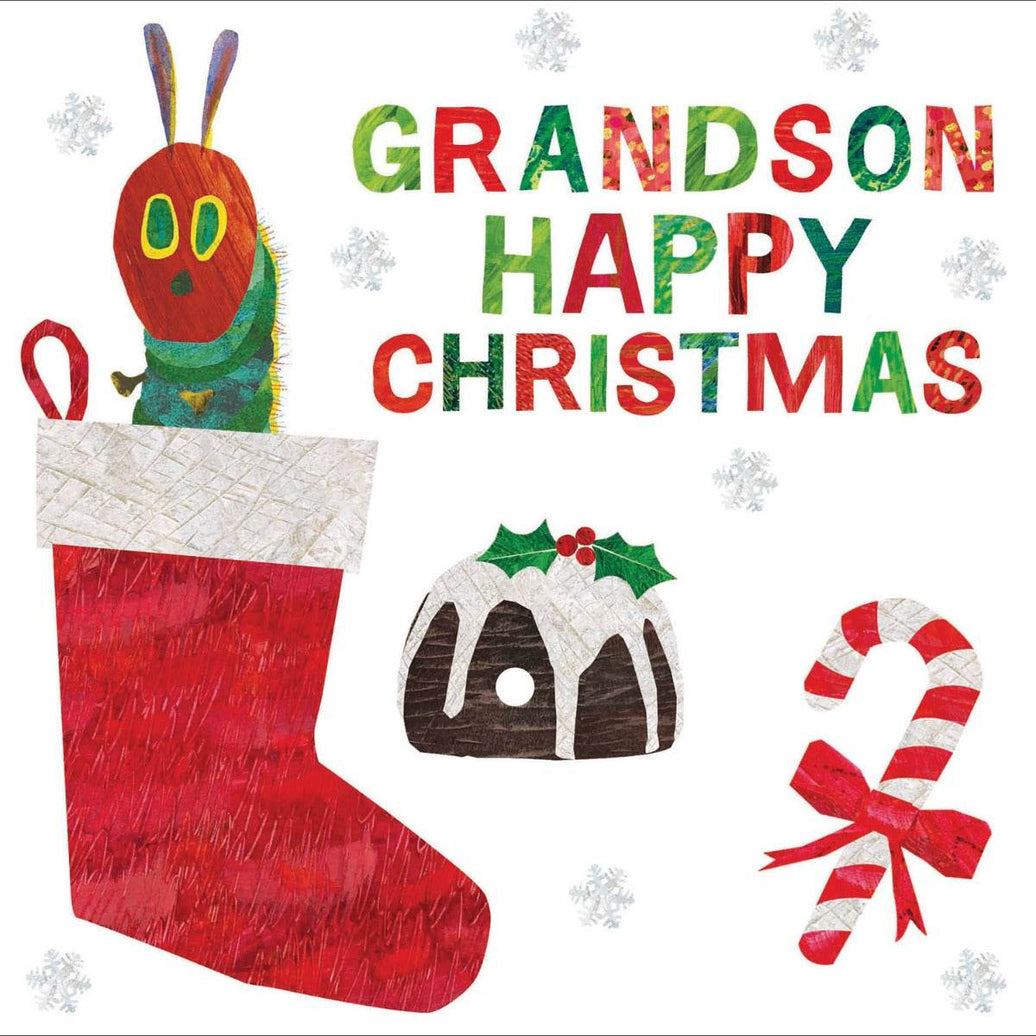 Hungry Caterpillar Grandson Happy Christmas Card - House of Cards