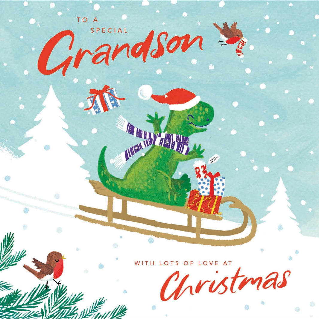 Special Grandson Dinosaur Christmas Card