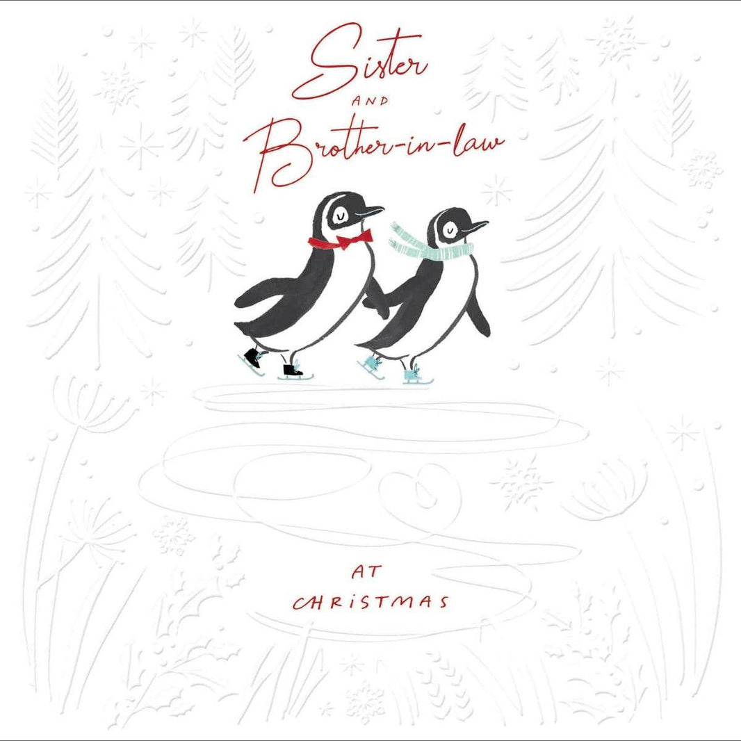 Sister and Brother-in-law Penguins Christmas Card - House of Cards