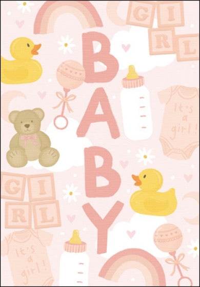 Honey Blossom Baby Girl Greeting Card - House of Cards