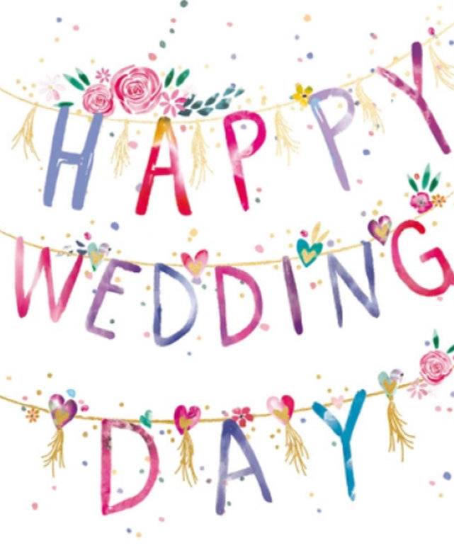Pink Happy Wedding Day Greeting Card - House of Cards