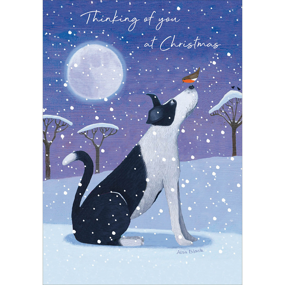 Thinking of You Dog Christmas Card