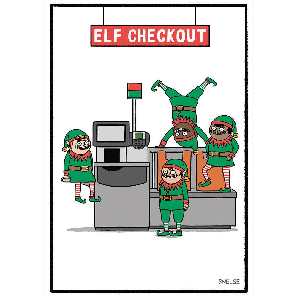 Elf Checkout Christmas Card - House of Cards