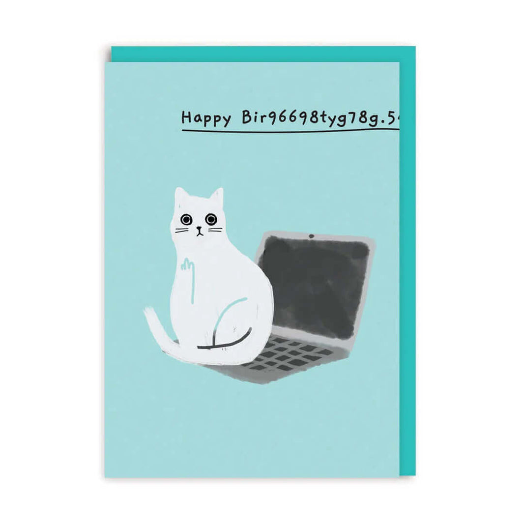 Cat On Laptop Greeting Card