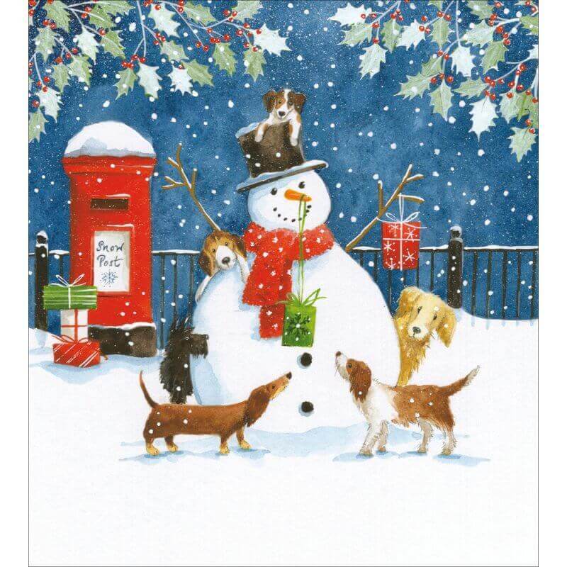5 Snowman and Dogs Charity Christmas Cards - House of Cards