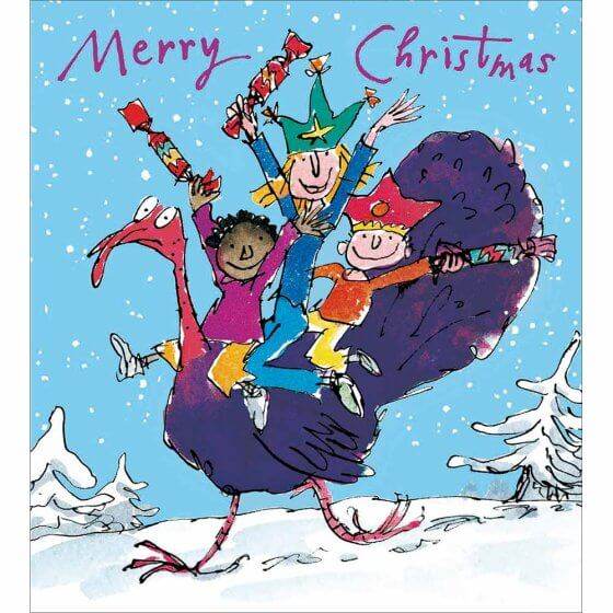 5 Quentin Blake Turkey Ride Charity Christmas Cards - House of Cards