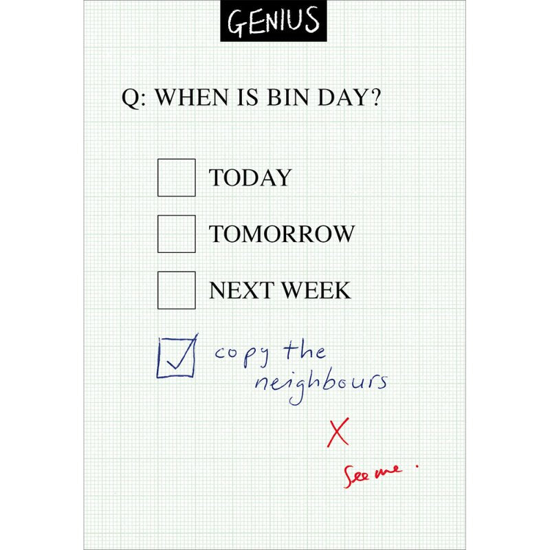 Genius Bin Day Birthday Card