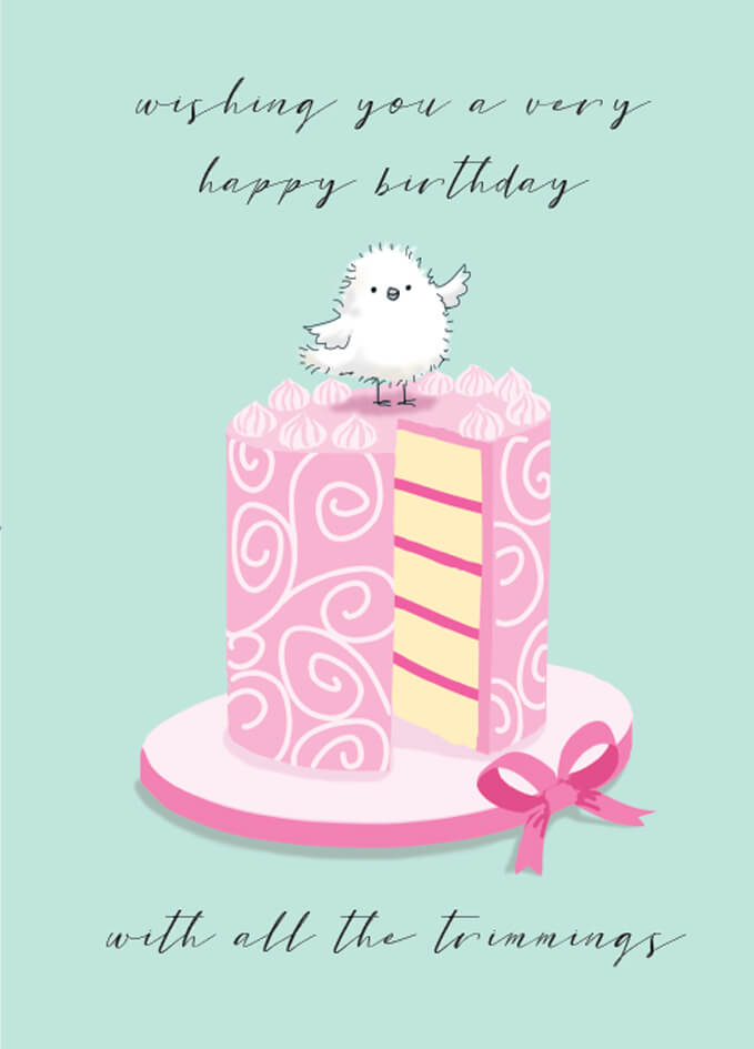 Bird and Cake Birthday Card