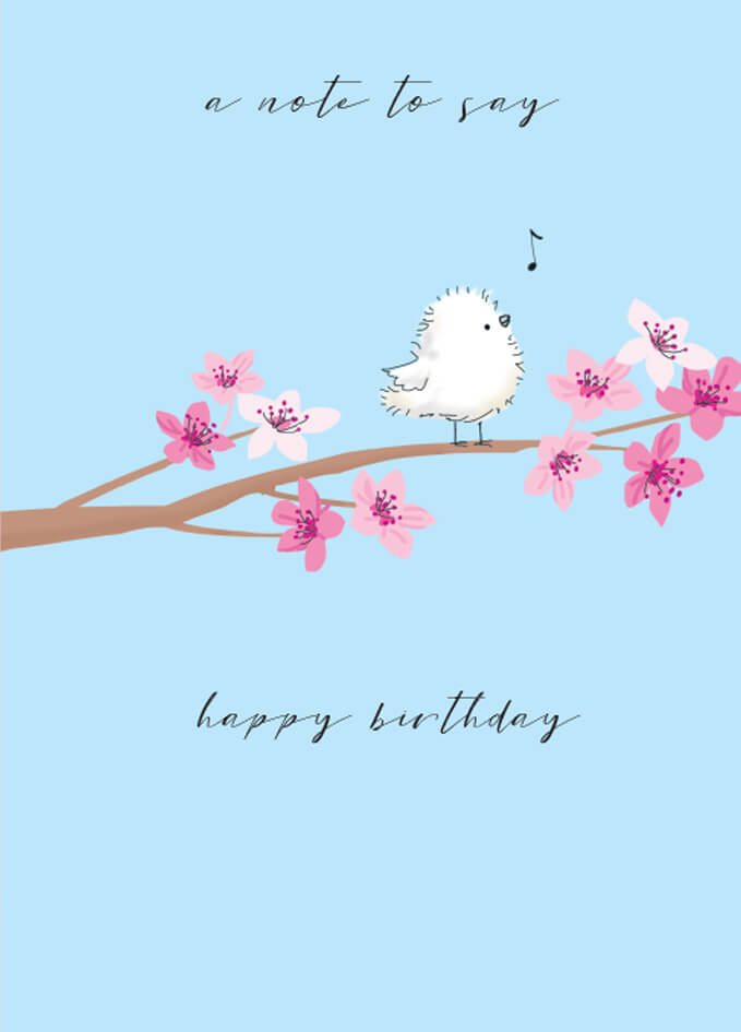 Bird on Twig Birthday Card