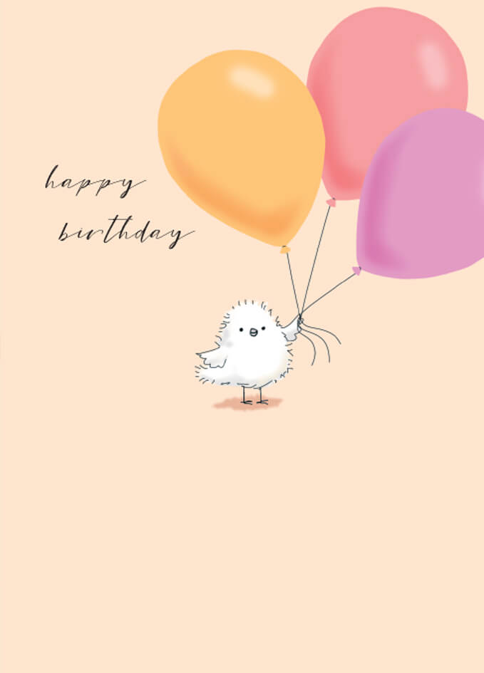 Bird and Balloons Birthday Card