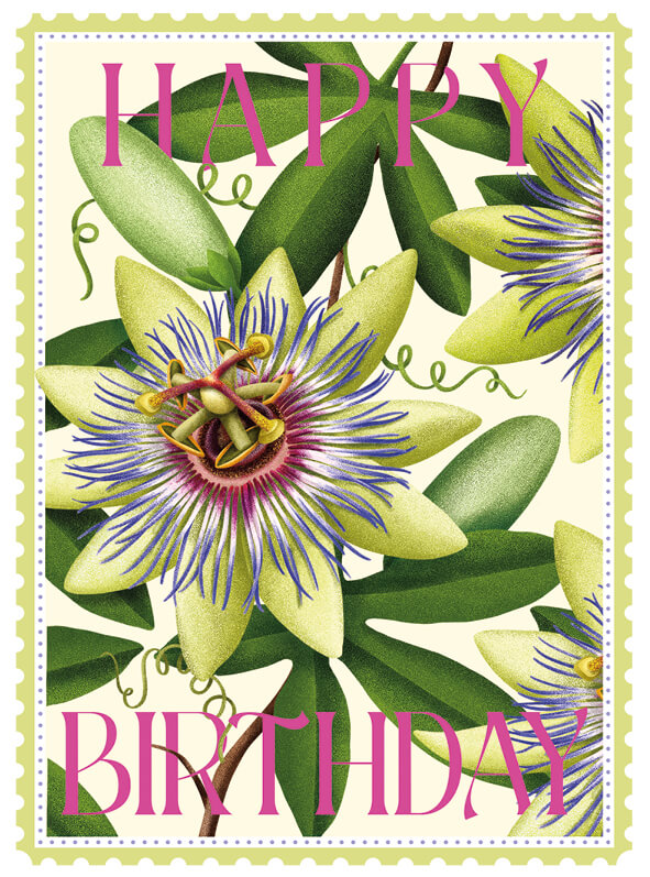 Passion Flower Birthday Card