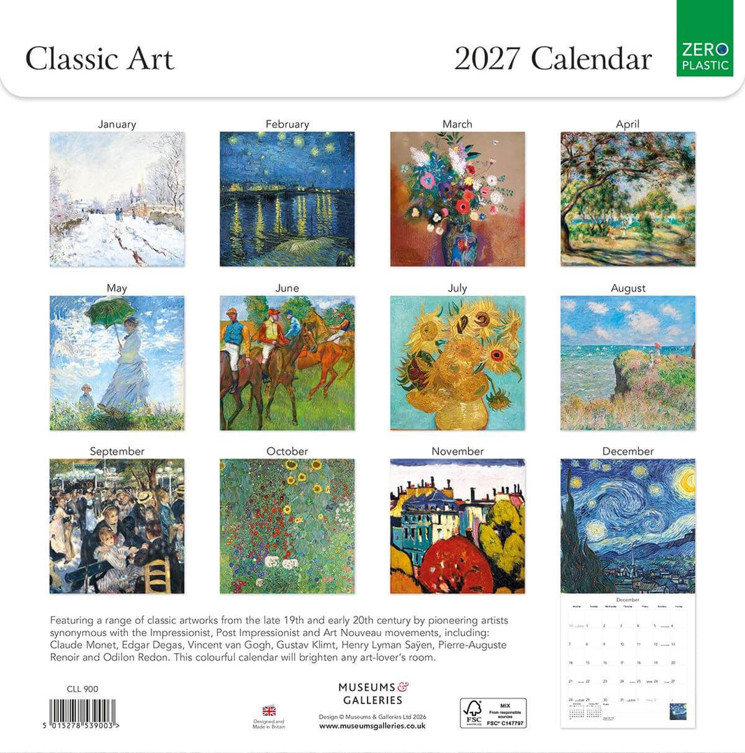 2027 Classic Art Calendar