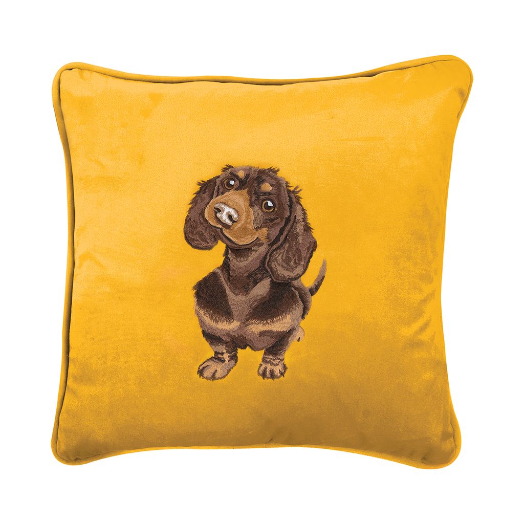 Dachshund Yellow Cushion