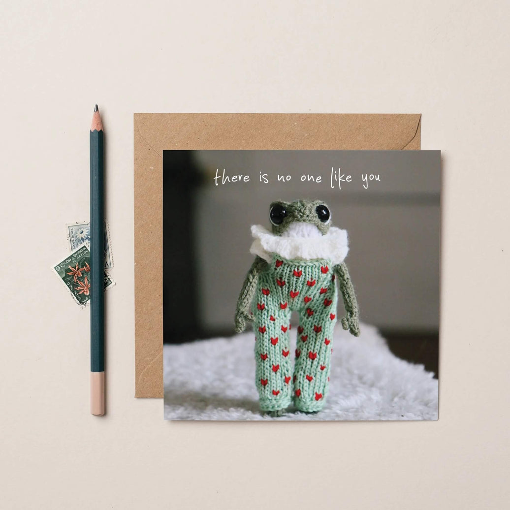 Funny Anniversary Card No One Like You Heknitt Knitted Frog
