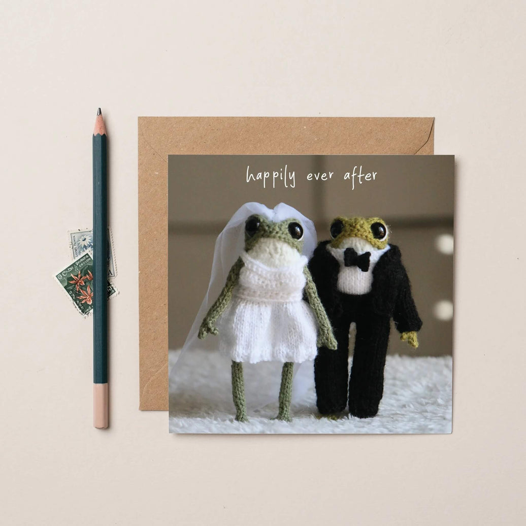 Funny Wedding Card Heknitt Knitted Frog
