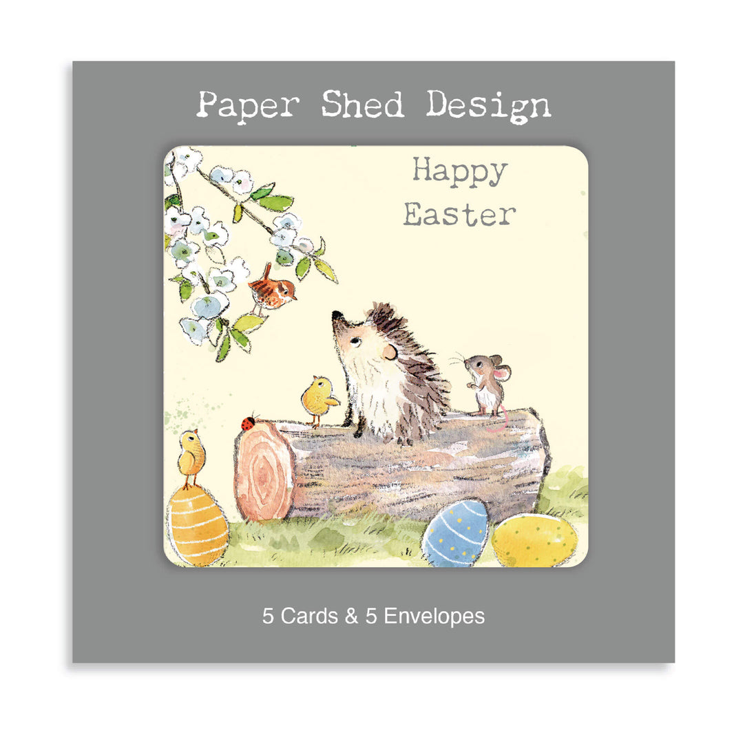 Hedgehog on Log Easter Cards