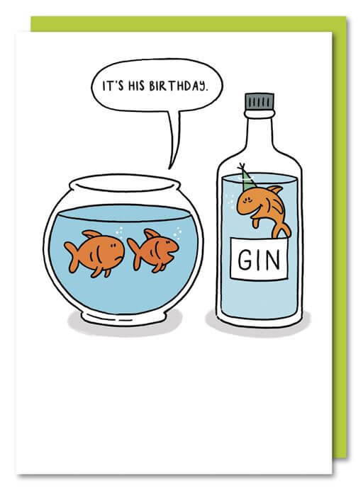 Goldfish Gin Birthday Card