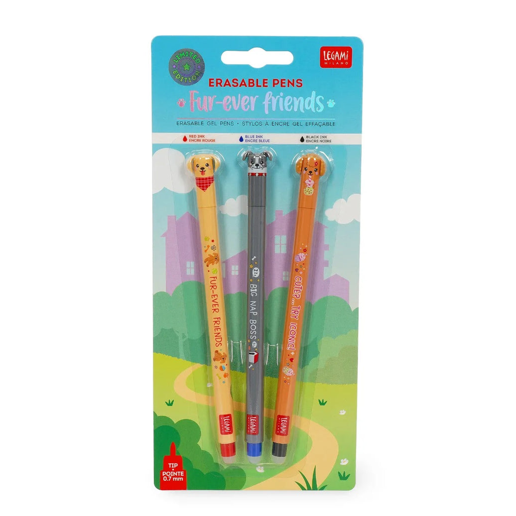 Cute Dog Erasable Gel Pens - Fur-Ever Friends Set of 3
