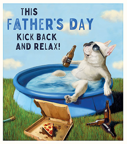 Dog in Pool Fathers Day Card