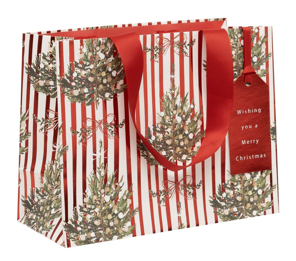 Medium Striped Spruce Christmas Gift Bag