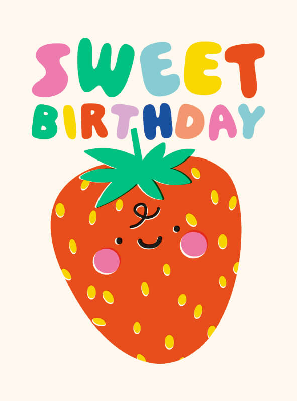 Happy Things Strawberry Birthday Card