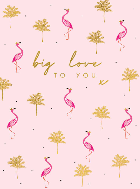 Big Love Flamingos Birthday Card