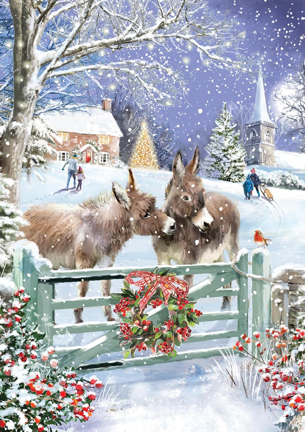 Snowy Scene Christmas Cards - 24 Cards in 6 Traditional Designs