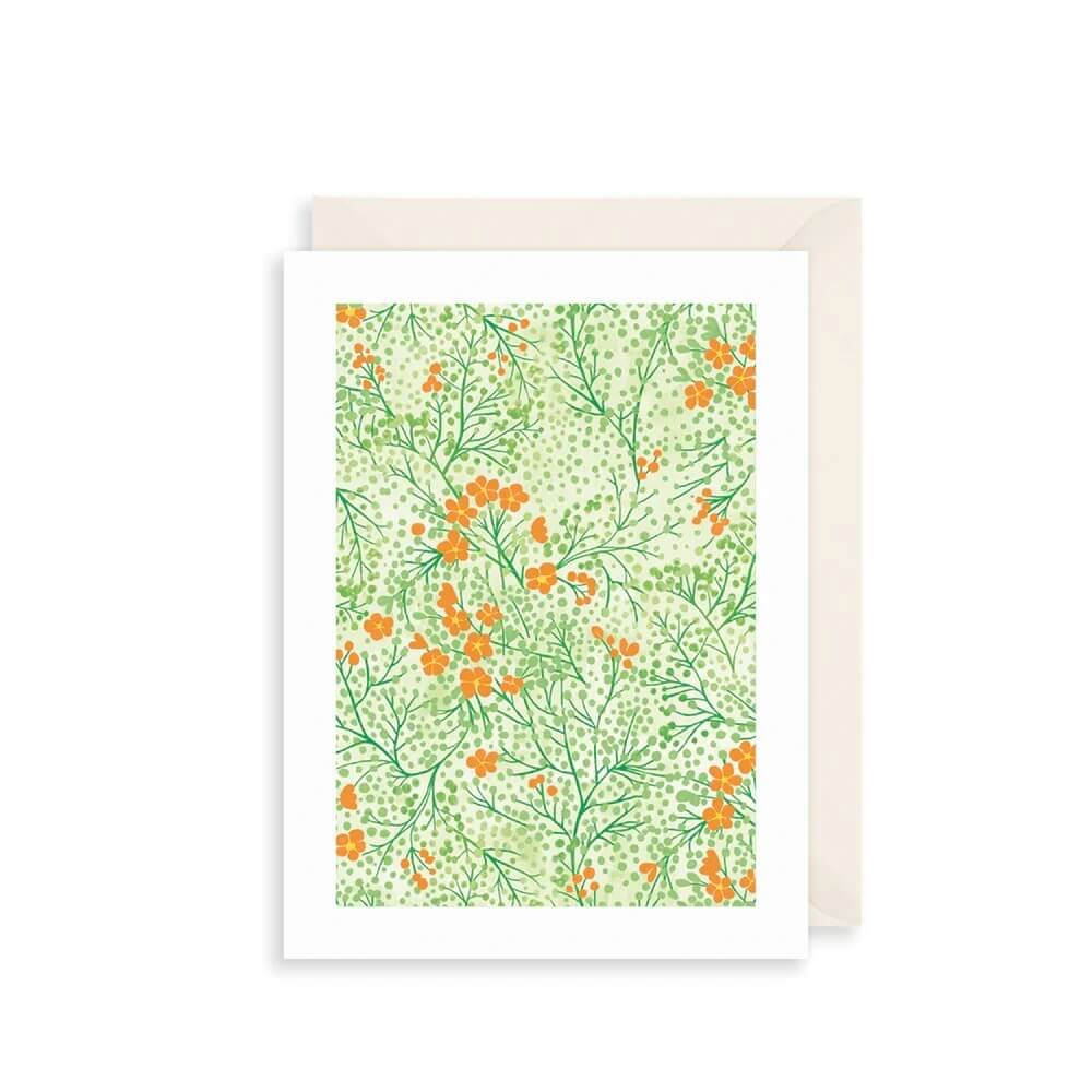 Green and Orange Flowers Birthday Card