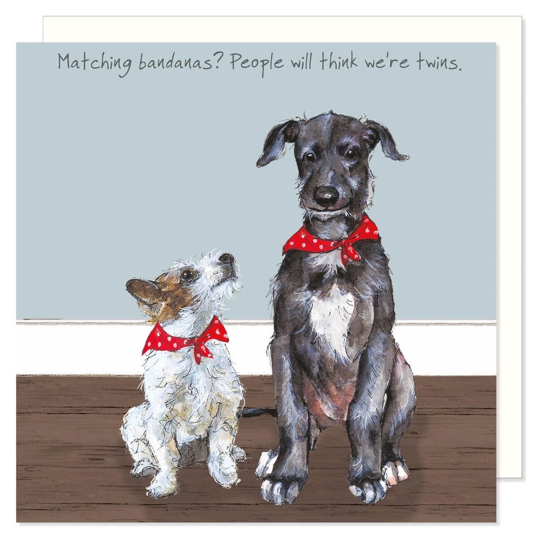 Twins Scottish Deerhound & Terrier Birthday Card