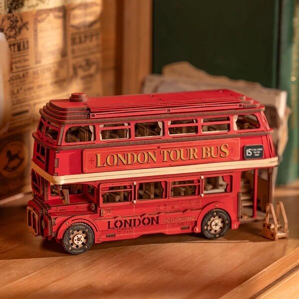 London Tour Bus Wooden Model Kit