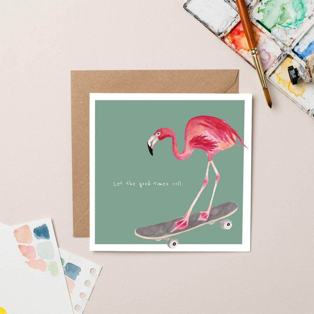 Flamingo Good Times Greeting Card - House of Cards