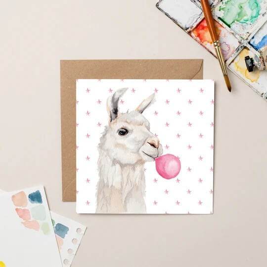 Llama Birthday Card - House of Cards