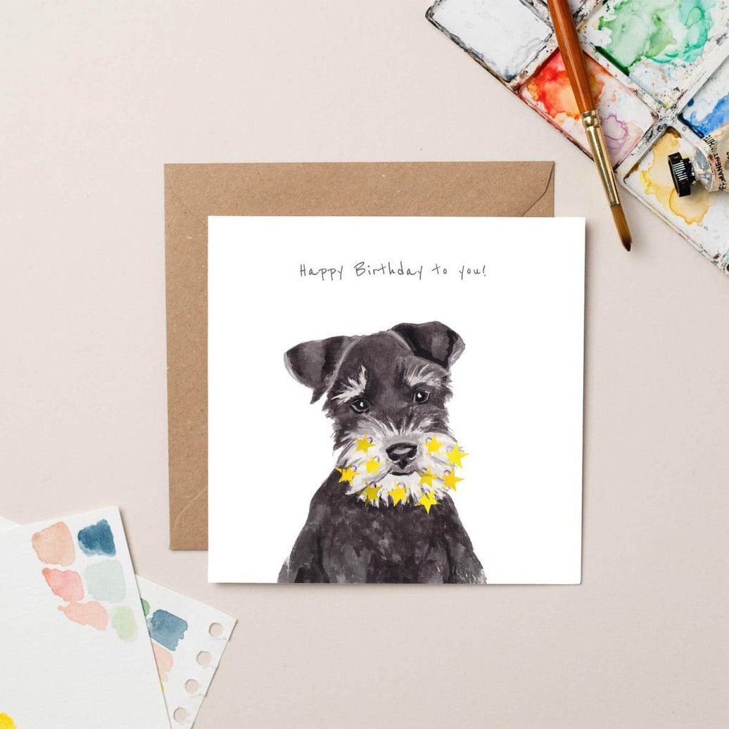 Schnauzer Star Beard Birthday Card - House of Cards