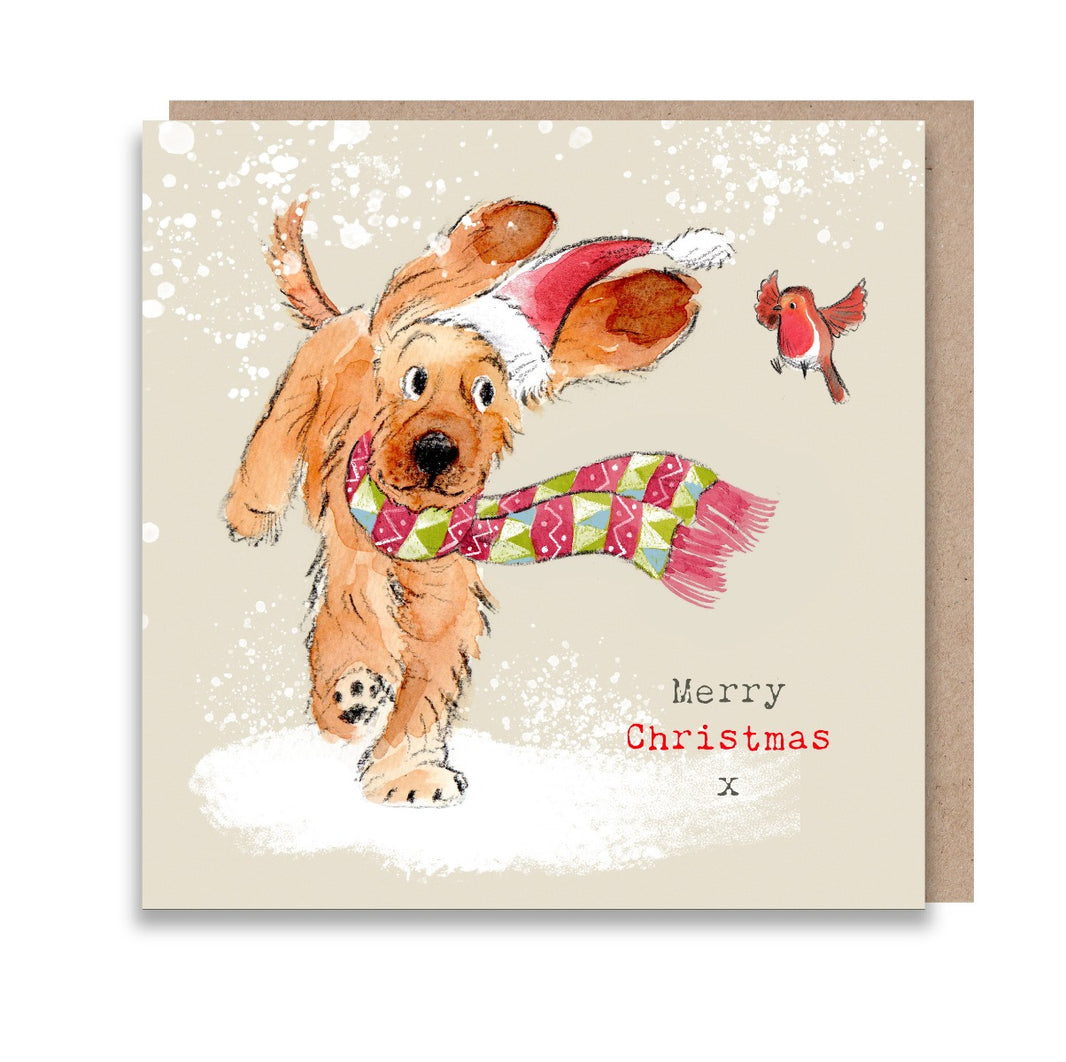 Dog with Big Ears Christmas Card