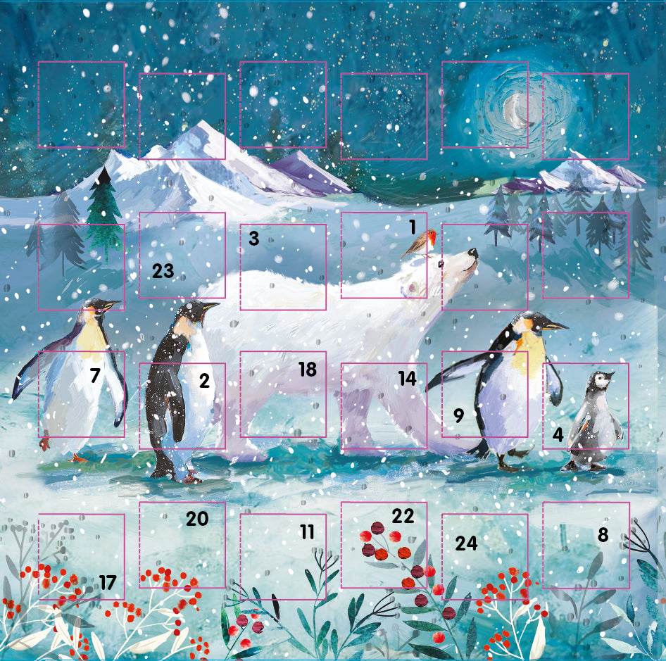 Arctic Bear and Penguins Advent Calendar Card - House of Cards