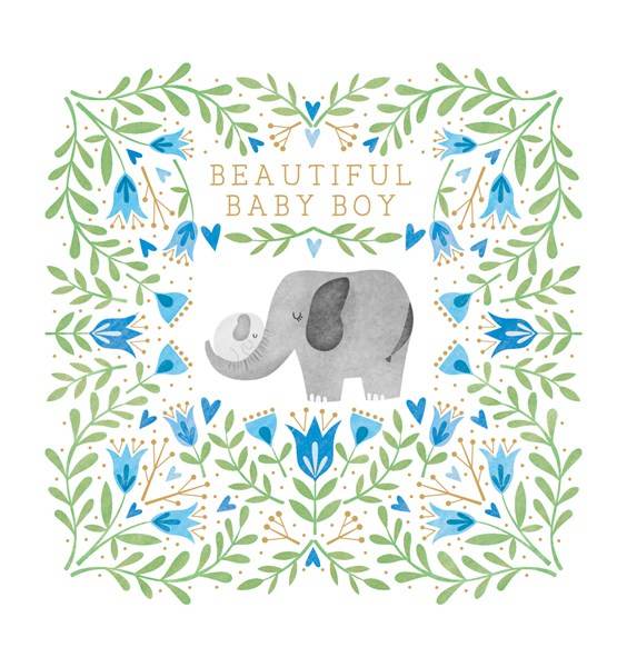 Elephants Beautiful Baby Boy Greeting Card - House of Cards