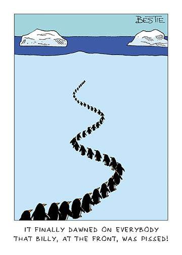 Drunk Penguin Greeting Card - House of Cards